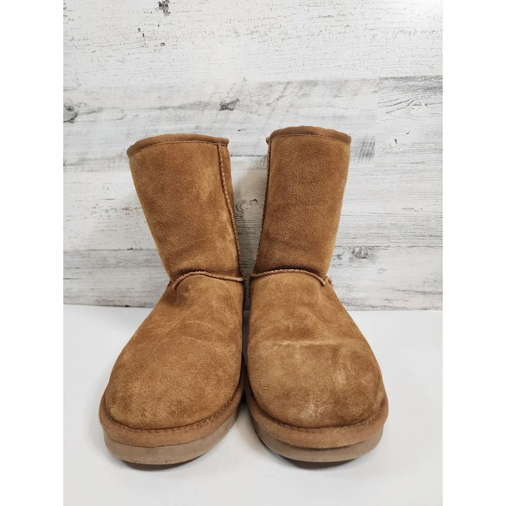 Koolaburra by‎ UGG Victoria Short Boots Women 9 Chestnut Suede Faux Fur Winter